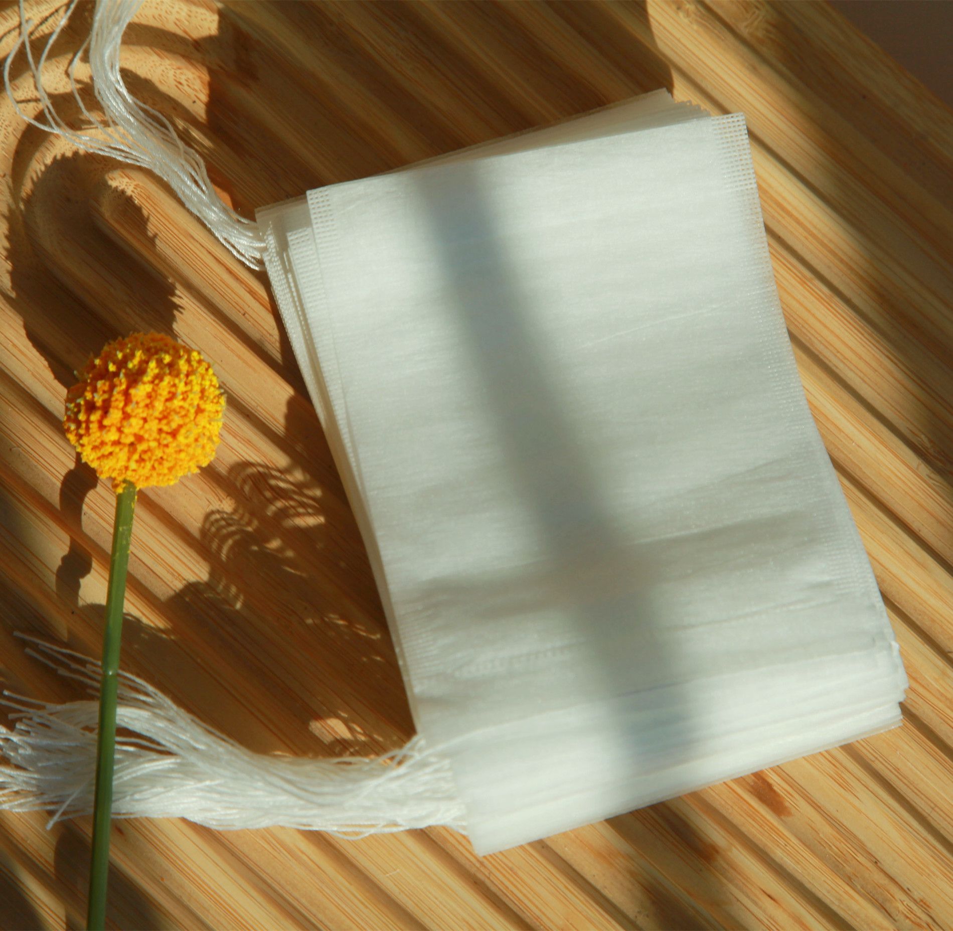 China wholesale Empty Bags For Tea Suppliers –Convenient PLA Non Woven Drawstring Tea Bags For Herbal And Flower Tea – WISH detail pictures